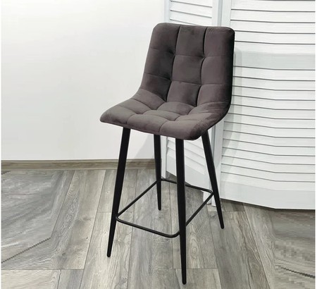 Полубарный стул CHILLI-QB графит #14 велюр, черный каркас (H=66)