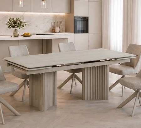 Стол Пекин-1 200 белый, керамика Travertine Avorio